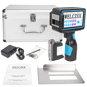 WELCZEK WK-01 Portable Handheld Printer with 5 Inch Touch Screen, Printing Height 0.08-0.5 Inch Inkjet Coding Machine for Label Barcode Variable Data etc (Support 20 Languages & Handwriting Function)