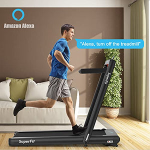 Goplus 2 in 1 Folding Treadmill with Alexa Home, 4.75HP Under Desk Electric Treadmill with APP Control, LED Touch Screen, Bluetooth Speaker and Remote Control, Walking Jogging for Home Office Use