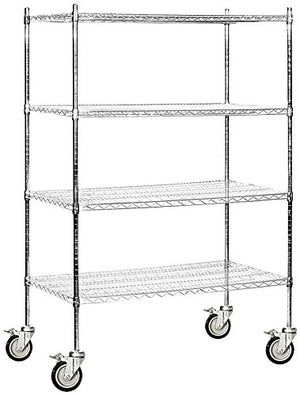 Salsbury Industries Mobile Wire Shelving Unit, 48-Inch Wide by 80-Inch High by 24-Inch Deep, Chrome