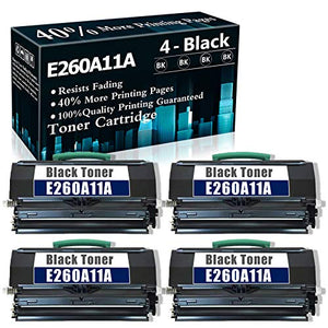 4 Black Remanufactured Cartridge E260 E260A11A Toner Cartridge Compatible for Lexmark E260 E260d E260dn E260dtn E360d E360dtn E460 E460dn E460dtn E460dw E462dtn Printer,Sold by TopInk