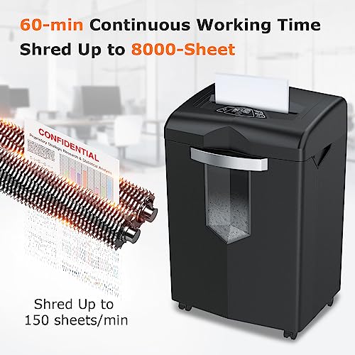 Bonsaii Heavy Duty Paper Shredder, 24 Sheet Crosscut for Commercial Use, Anti-Jam System, P-4 High Security - C144-D