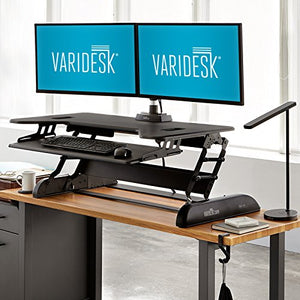 VARIDESK - Height Adjustable Standing Desk Converter - Stand Up Desk for Dual Monitors and Cubicles - Cube Plus 40