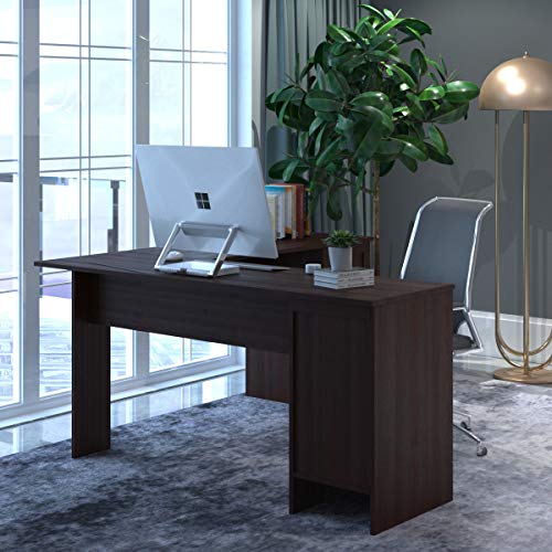 Tangkula 66.5” ×66.5” L-Shaped Desk, Modern Corner Computer Table with Drawers and Adjustable Shelf, Study Writing Table Workstation for Home Office (Coffee)