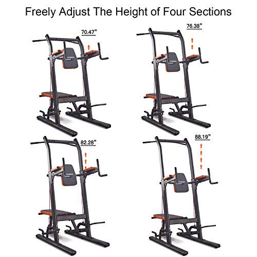 HARISON Multifunction Power Tower Pull Up Dip Station with Bench Adjustable Height for Home Gym Strength Training Fitness Equipment , Dip Stands, Pull Up Bars, Push Up Bars, VKR