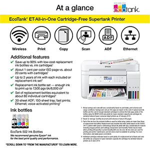 Epson_EcoTank ET 3000 Series Wireless Color Inkjet All-in-One Supertank Printer/Print, Scan, Copy / 15 ppm, 4800 x 1200 dpi, 30-Sheet ADF, Borderless Auto 2-Sided Printing, Voice Activated, Ethernet