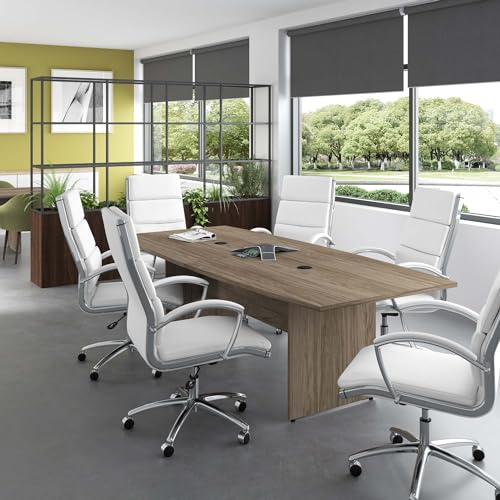 Bush Business Furniture Conference Table for 6-8 People | Boat Shaped 8 Foot Desk, Modern Hickory