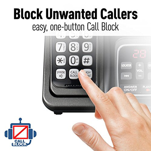 Panasonic Cordless Phone System with Call Block - 5 Handsets - KX-TGD535M (Metallic Black)