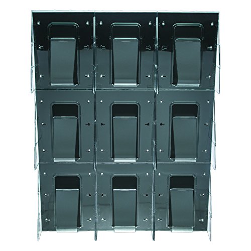 Deflecto 56801 Stand-tall 1-piece literature rack for magazines, 9 unbreakable pockets, clear