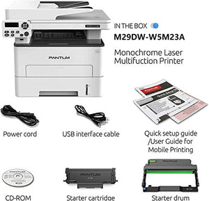 Pantum Multifunction (Print Copy Scan) Monochrome Laser Printer with Wireless Duplex Two-Sided Printing, Networking & USB 2.0(33PPM, M29DW-W5M23A)