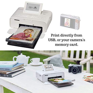 Canon SELPHY CP1300 Wireless Compact Photo Printer (White) + Canon RP-108 Color Ink Paper Set (108 Sheets of 4 x 6 Paper) + NeeGo Printer Cable + NeeGo Print Protector (100 Pack)