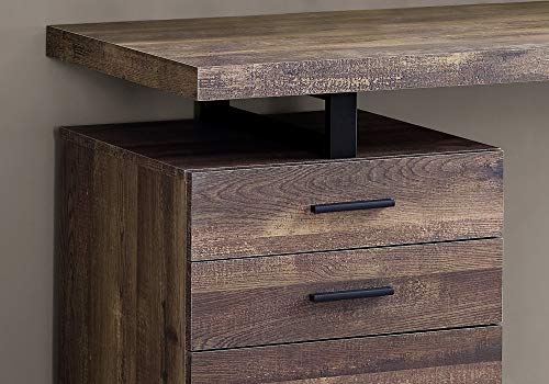 Monarch Specialties Computer Desk with File Cabinet - Left or Right Set- Up - 48"L (Brown Reclaimed Wood Look)
