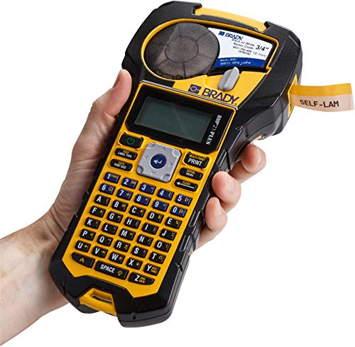 Brady BMP21-PLUS Handheld Label Printer with Rubber Bumpers, Multi-Line Print, 6 to 40 Point Font & Authentic (M21-500-595-WT) All-Weather Vinyl Label.5" Width, 21' Length