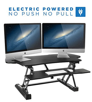 Mount-It! Electric Standing Desk Converter, 48 Inch Extra Wide Motorized Sit Stand Desk with Built in USB Port, Ergonomic Height Adjustable Workstation, Black (MI-7962)