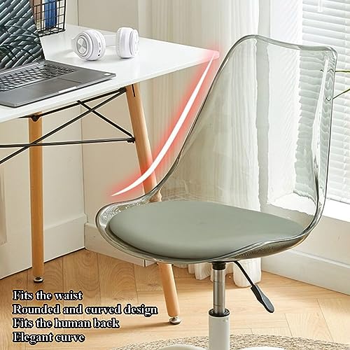 TemkIN Clear Transparent Rolling Chair, Adjustable Swivel Office Chair with Wheels (Pink, 56 * 73~83cm)