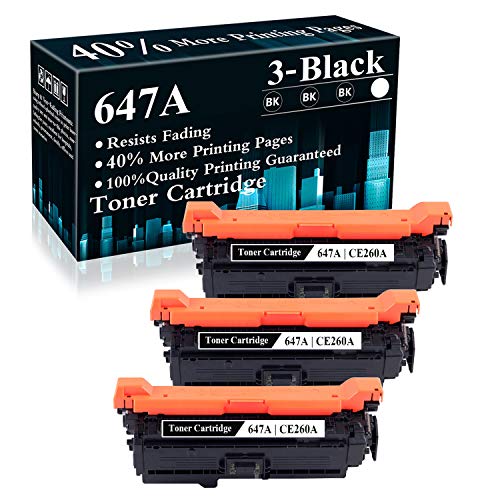 3 Black 647A | CE260A Compatible Toner Cartridge Replacement for HP Color Laserjet Enterprise CP4025n CP4025dn CP4525dn CP4525xh CM4540 MFP CM4540f MFP CM4540fskm MFP Printer,Sold by TopInk