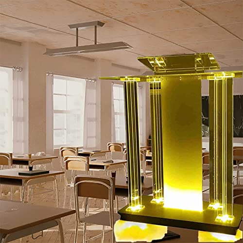 EESHHA Acrylic Lectern Podium Table with Lights Stand, Portable for Church & Events
