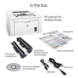 HP Laserjet Pro M203dwB Print Only Wireless Monochrome Laser Printer for Home Business Office, White - 30 ppm, 1200 x 1200 dpi, 8.5 x 14, Auto Duplex Printing, Ethernet