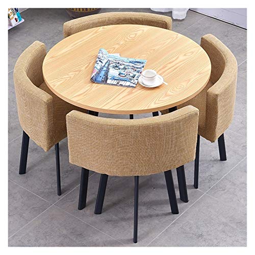 AkosOL Office Table and Chair Set - Modern Design, 1 Table 4 Chairs, Business Dining Table, Round Table for Office Reception and Living Room, Coffee Shop - Color A