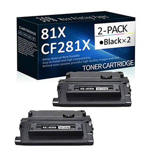 2 Pack Black Compatible 81X | CF281X High Yield Toner Cartridge Replacement for HP Laserjet M606dn(E6B72A) M630h(J7X28A) M630dn(B3G84A) M630f(B3G85A) M630z(B3G86A) Printer Toner Cartridge