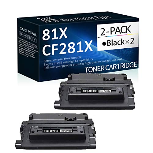 2 Pack Black Compatible 81X | CF281X High Yield Toner Cartridge Replacement for HP Laserjet M606dn(E6B72A) M630h(J7X28A) M630dn(B3G84A) M630f(B3G85A) M630z(B3G86A) Printer Toner Cartridge