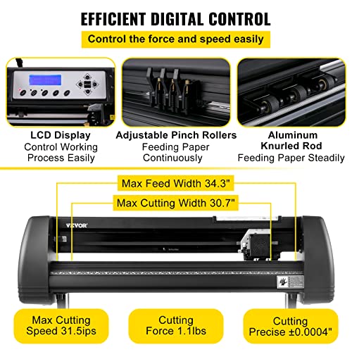 VEVOR Vinyl Cutter Machine 34in LED Plotter Printer Floor Stand