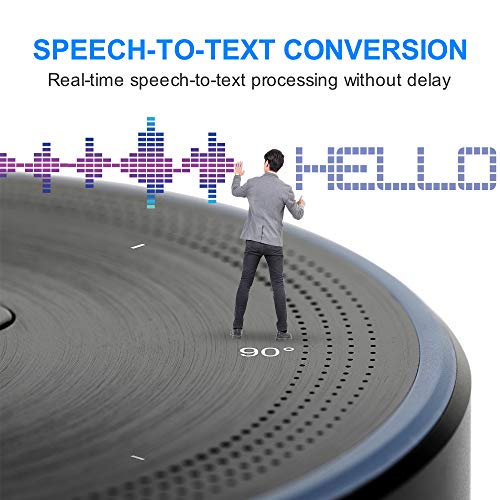 AI Voice-to-Text Speakerphone- eMeet Note N1 Smart WiFi/Bluetooth Speakerphone Conference Speaker Role-Based & Directional Recording 4 omnidirectional Microphones 360° Voice Pickup, skype Speakerphone