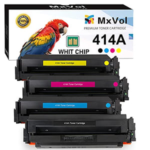 MxVol (with CHIP) Compatible Toner Cartridge Replacement for HP 414A 414 414X W2020A W2021A W2022A W2023A for HP MFP M479fdw M454dn M454dw M479fdn Printer (KCMY, 4-Pack)