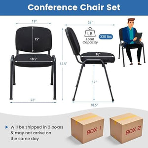 Giantex 10 PCS Waiting Room Chairs - Upholstered Stackable Conference Chair Set