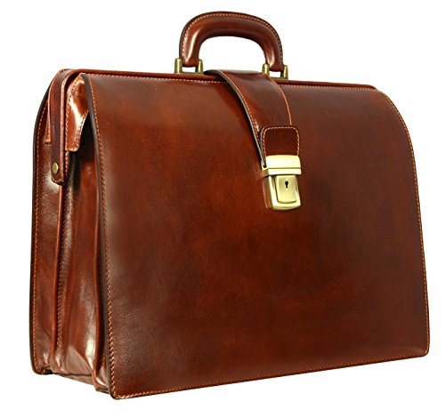 Leather Briefcase Doctor Attache Lawyer Bag Large Handmade Brown Time Resistance