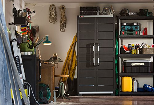 Keter XL Pro Freestanding Durable Resin Plastic Utility Tall Cabinet with Adjustable Shelving, Black