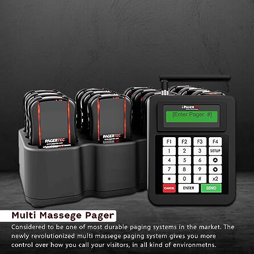 PagerTec Wireless Paging System for Restaurants, Hospitals, Offices, Hotels - Set of 48 Long Range Pagers