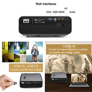 EUG 5500lm Full HD Video Projector with Bluetooth WiFi 2020 Upgraded 2G+16G Android LCD Projector 1080P Native for Presentation Powerpoint Classroom Teaching Outdoor Movie with HDMI VGA USB AV Zoom