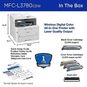 Brother MFC-L3780CDW Wireless Color All-in-One Printer | Laser Quality Output | Duplex Copy & Scan | Amazon Dash Replenishment Ready
