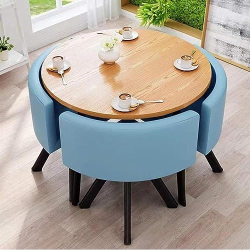 WEBERT Reception Table and Chair Combination Set - Round Kitchen & Leisure Tables and Chairs - Office Negotiation Furniture - 5-Piece Set (Color: E)