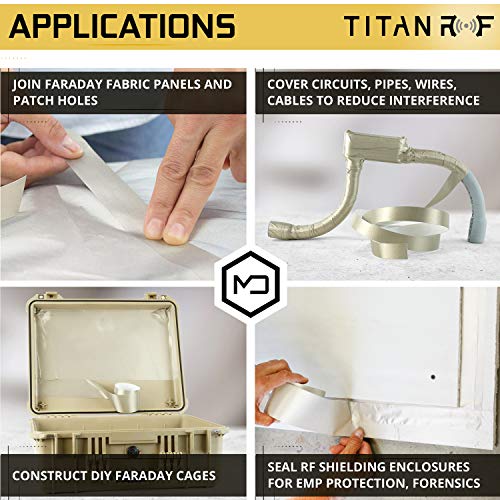 TitanRF Faraday Tape - High-Shielding Conductive Adhesive Tape // Used to Connect TitanRF Fabric Sheets or Seal RF Enclosures (2.5 inch W x 164 feet L)