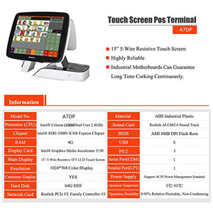 ZHONGJI All in One Cash Register with Built-in Thermal Printer Point of Sale System Touch Screen Retailer POS Software SET04