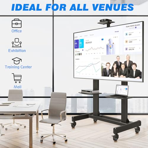 Rfiver Heavy Duty Mobile TV Cart for 65-120 Inch TVs up to 310 lbs, Max VESA 1000x600, Black