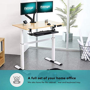 FENGE Electric Stand Up Desk 43x24 Inches Height Adjustable Standing Desk Home Office Table Computer Desk Light Wood ED-S48106WO
