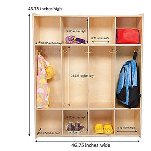 Sprogs Wooden Five-Section Locker Unit without Seat - Unassembled, SPG-4155