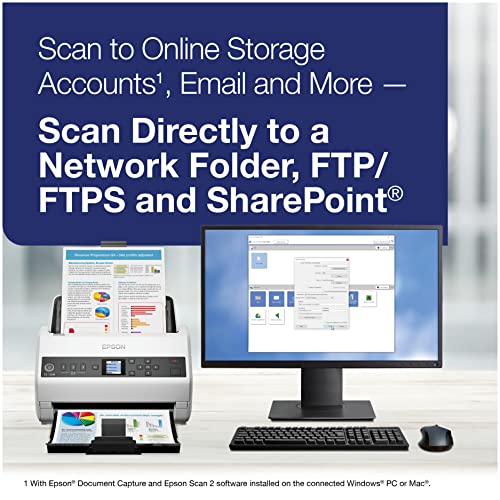 Epson DS-730N Network Color Document Scanner, 100-page ADF, Duplex Scanning