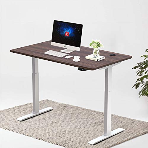 Master Massage 47.20x24" Electric Height Adjustable Standing Desks With Led Displayed 6 Programmable Preset Controller for Sit Stand Home Office Workstation Walnut Top + White Frame, 1count