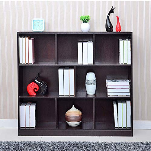 HM&DX Storage Bookcase 8 Cubes, Wood Open Bookshelf Organizer Closet Display Rack for Home Office-Black Walnut