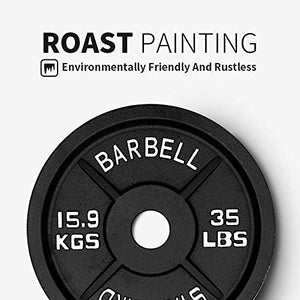 Classic Solid Cast Iron Barbell Plate 2-Inch Insert Olympic Weightlifting Plates Strength Training Weights 25lb 35lb 45lb, Single or Pairs (210LBs - A Set)