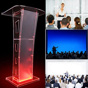 None Clear Lectern Podium Stand with 7 Color LED Portable Remote Control - 60×45×110cm