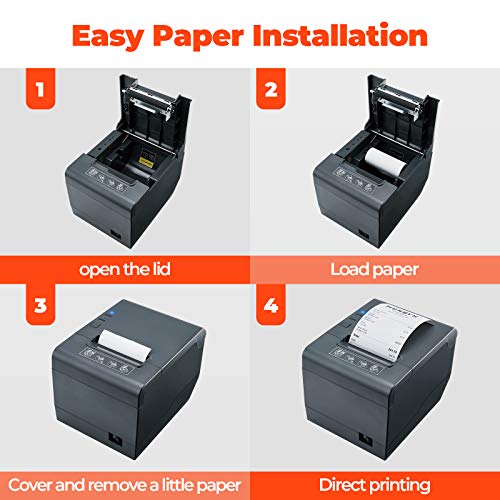 MUNBYN USB POS Receipt Printer, Thermal Receipt Printer, with Auto Cutter 80mm Printer Direct Thermal Printer with Driver 230mm/s Printing Speed for ESC/POS(ONLY USB Interface) for Windows, Mac, Linux