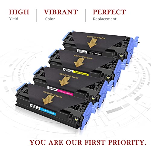 Toner Kingdom Compatible Toner Cartridge Replacement for HP 124A Q6000A Q6001A Q6002A Q6003A Color 1600 2600n 2605dn 2605dtn CM1015 CM1017 MFP Printer (Black, Cyan, Yellow, Magenta, 4-Pack)