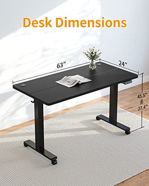 CubiCubi Electric Standing Desk, 63 x 24 Inches Height Adjustable, Ergonomic Black