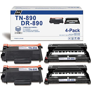 [Black,4-Pack] Compatible TN890 TN-890 Toner Cartridge & DR890 DR-890 Drum Unit Replacement for Brother HL-L6250DW HL-L6400DW HL-L6400DWT MFC-L6750DW MFC-L6900DW Printer