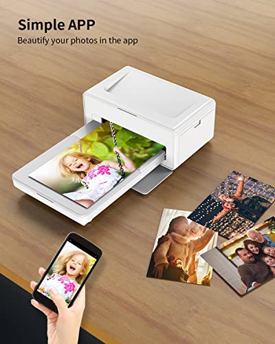 ZJX Bluetooth Photo Printer 4×6’’, Portable Instant Picture Printer for iPhone/Smart Phone, Compatible with iOS and Android Device（Paper is not Included in The Package）, White (PP-01-3)