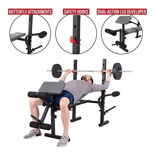 Body Champ Standard Weight Bench, Exercise and Weightlifting Bench, Adjustable Incline Seat